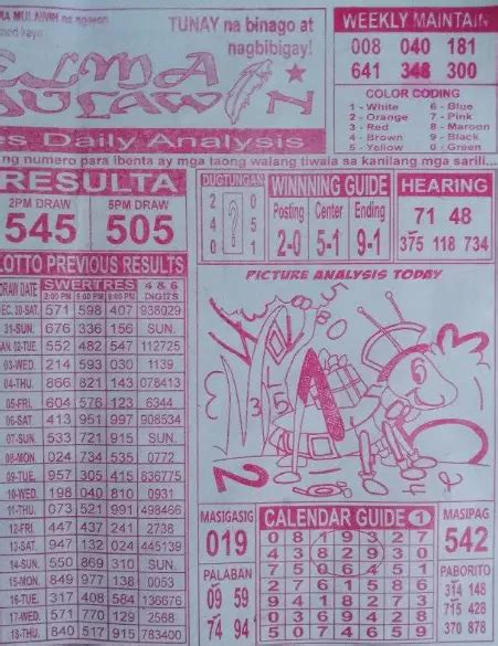 JAN 20 KUYA ELY MULAWIN/ PICASO WEEKLY TIPS .